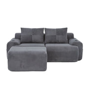 Divano modulare 2 posti - con portabicchieri e tasca laterale - in corduroy - grigio scuro