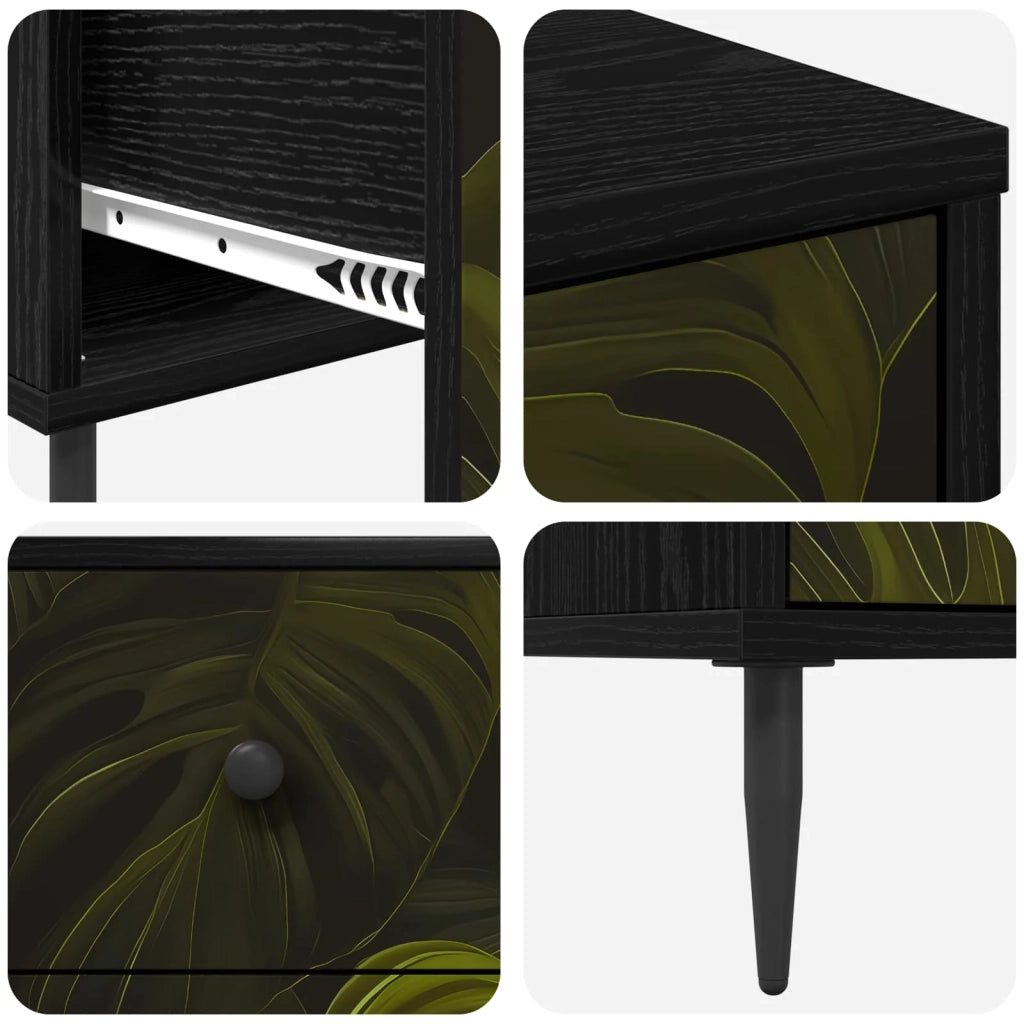 Armadio da Notte ELBURG 2 pz Rovere Nero 36 x 33 x 61 cm 8007318