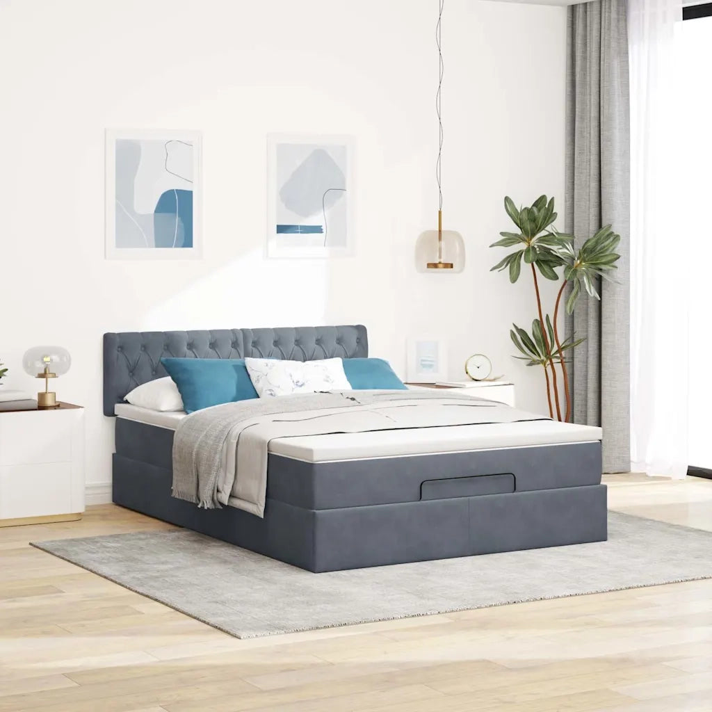 Struttura Letto Pouf con Materasso 140x190 cm Velluto 3311844