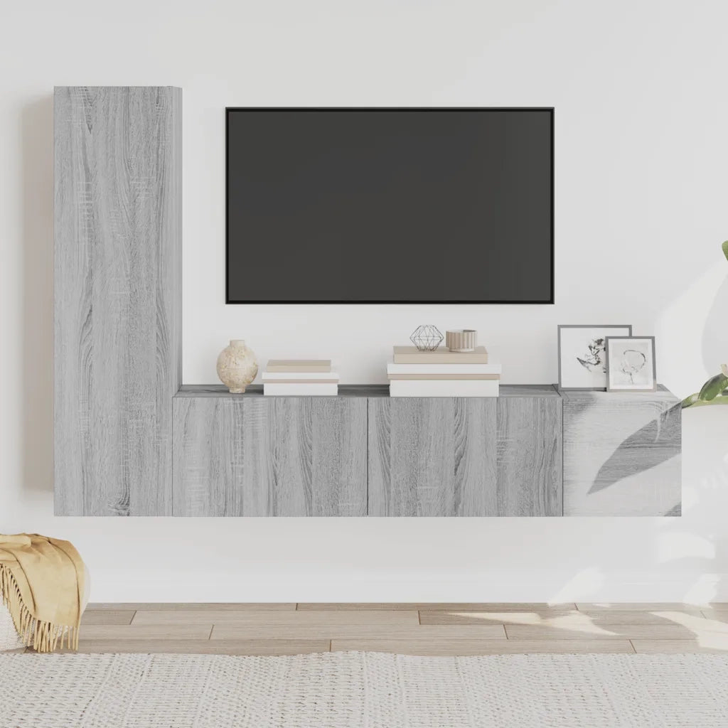 Set Mobili Porta TV 3 pz Grigio Sonoma in Legno Multistrato
