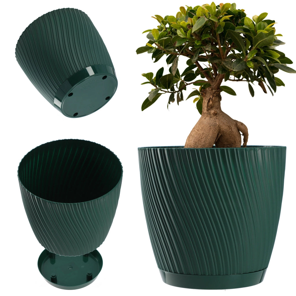 Vaso da fiori KADAX con supporto, coperchio, ciotola rotonda, 13 cm, verde