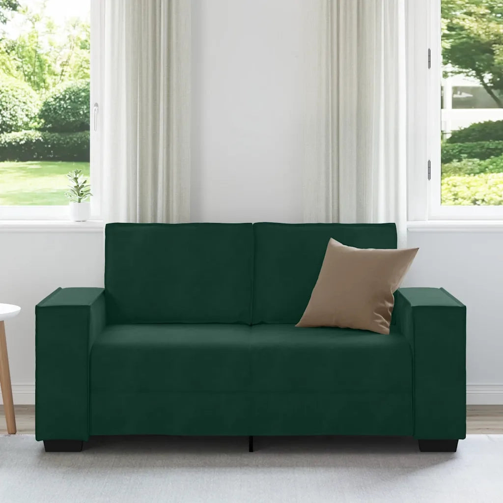 Divano a 2 Posti Verde Scuro 160x78x84 cm in Velluto 4105012