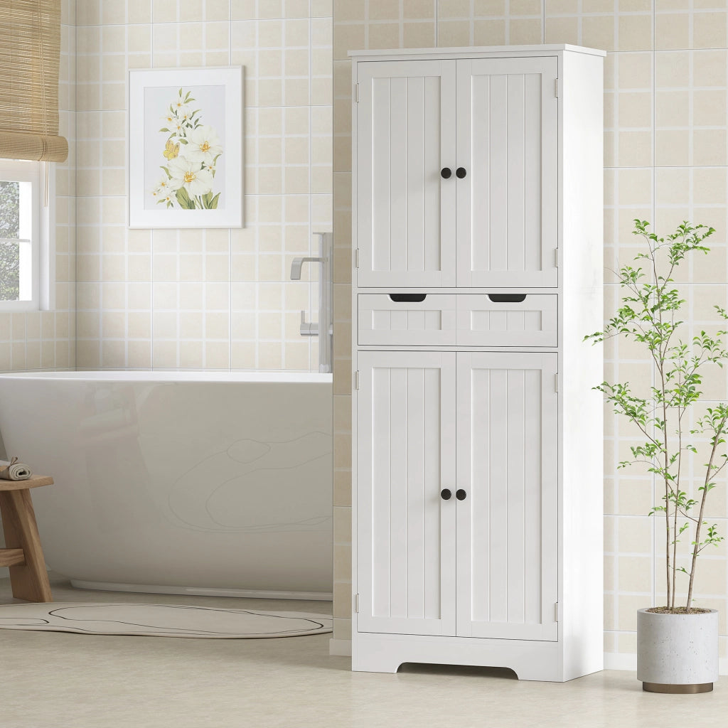 Mobile da bagno con cassetto, ante e ripiano regolabile ¨C Zephmum ¨C Bianco 60x30x160 cm