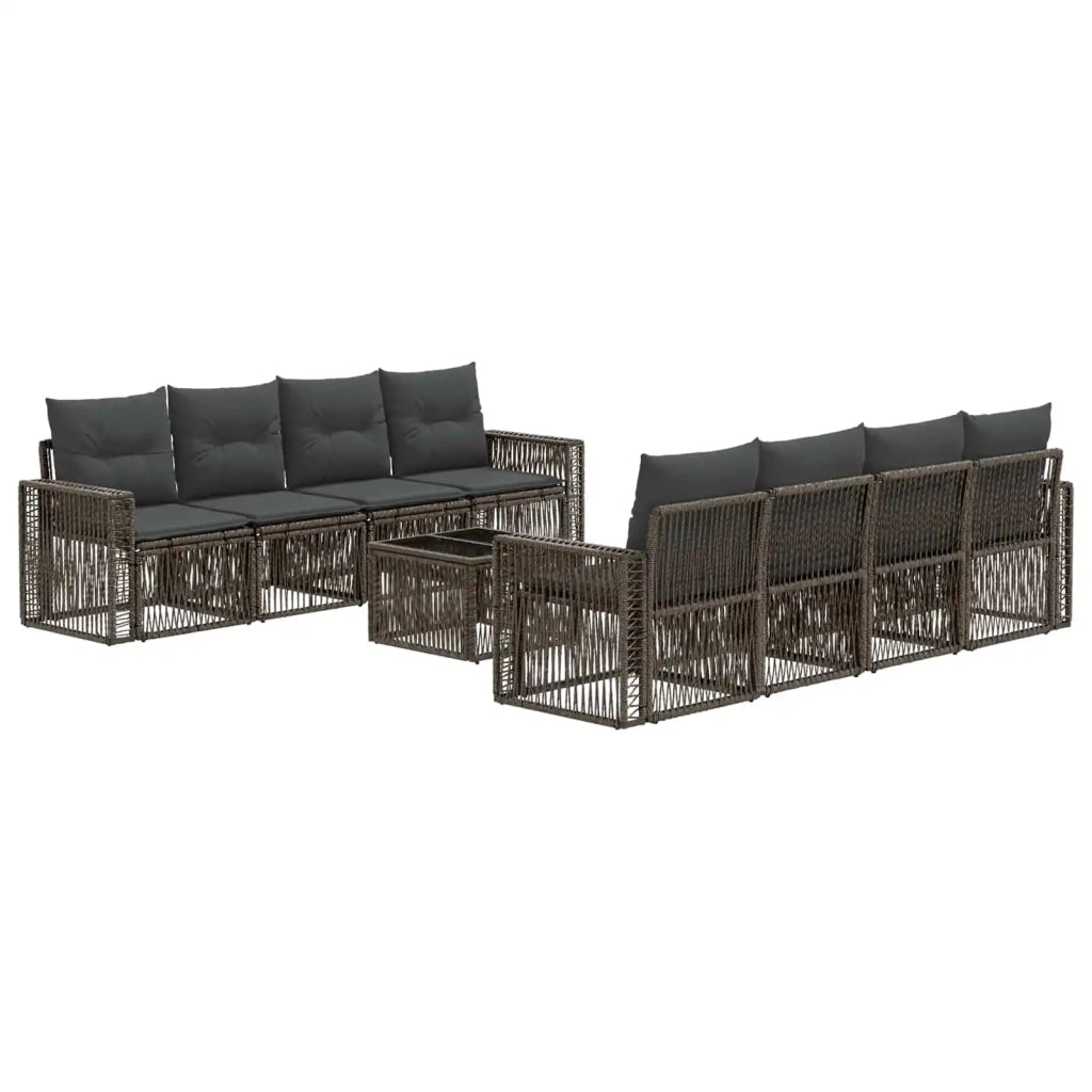 Set Divano da Giardino 9 pz Grigio polyrattan 3435068