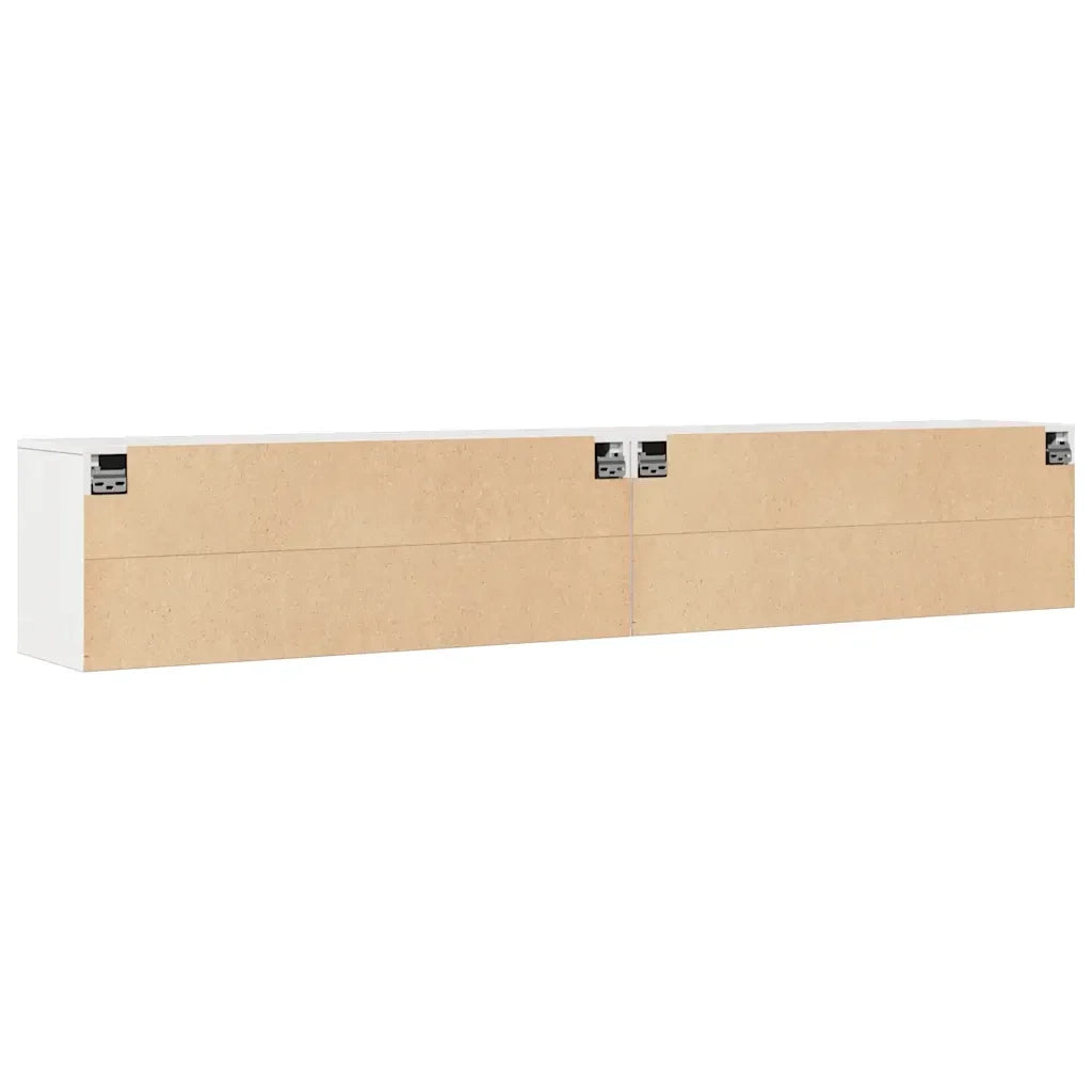 Set di 2 pratici pensili decorativi da parete 100 x 30 x 35 cm in legno massello di pino bianco. Codice articolo: 02_0048079.