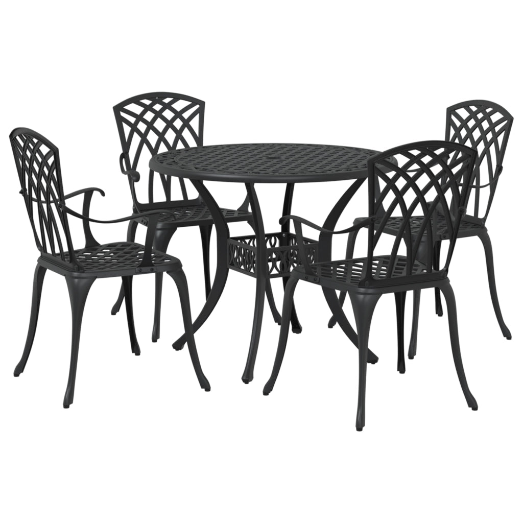 Set da pranzo da giardino 5 pezzi  in alluminio nero