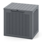 Contenitore per terrazza da 25 galloni con coperchio bloccabile e tessitura in vimini, Scatola di stoccaggio da esterno Grigio-Panchine