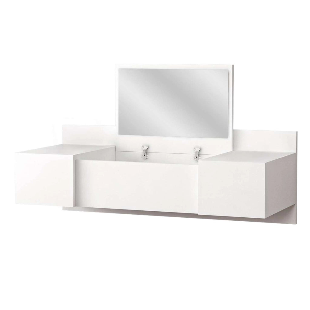 Mobile da Trucco Selci, Toeletta Specchio Incluso, 100x39x33h cm Bianco