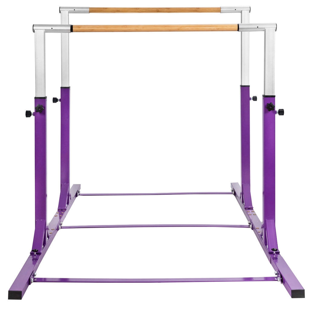 Parallele doppie per ginnastica con larghezza e altezza regolabili portata 100kg, Sbarre allenamento per bambini Viola-Sbarre e travi da ginnastica
