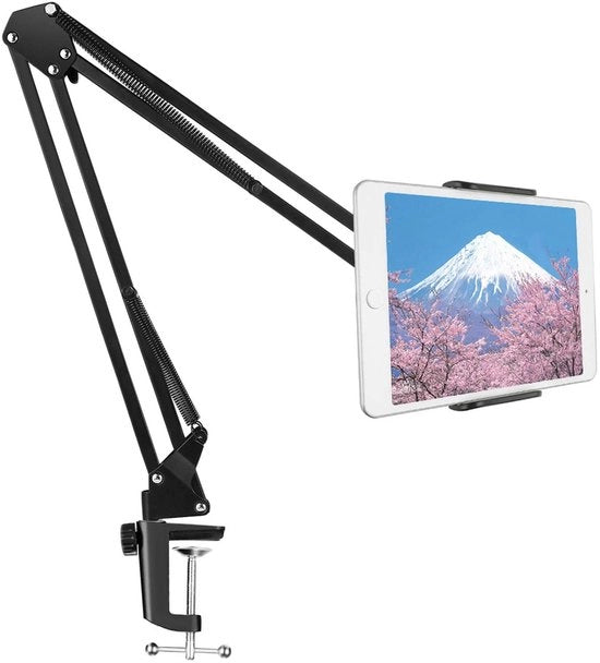 Supporto per tablet in alluminio con braccio rigido - Sostegno per tablet a letto - Standard per tablet - Supporto per tablet universale - Supporto per tablet regolabile - Supporto per tablet pieghevole e flessibile