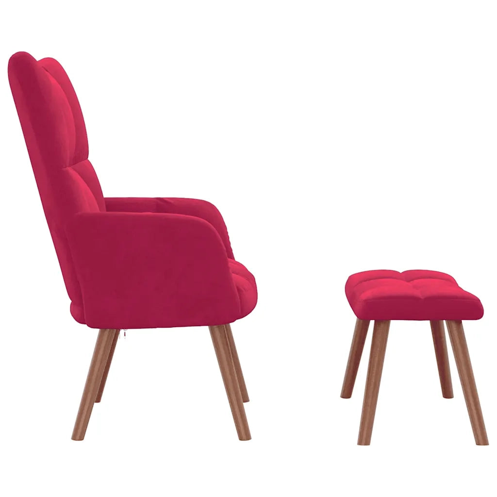 Poltrona Relax con Poggiapiedi Rosso Vino in Velluto cod mxl 9589