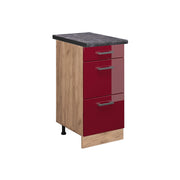 Vicco Mobiletto base per cucina Rosso lucido 40 cm con cassetti, PL Antracite