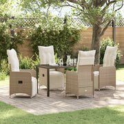 Set da Pranzo per Giardino con cuscino 5 pcs Beige polyrattan