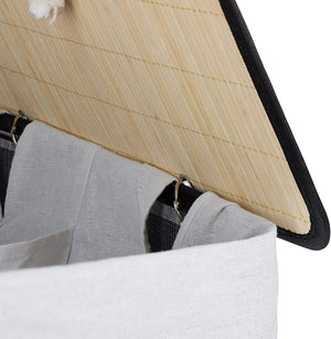 Cesto portabiancheria cesto 2 scomparti con sacco 95 litri black bambù 13_0001904_3