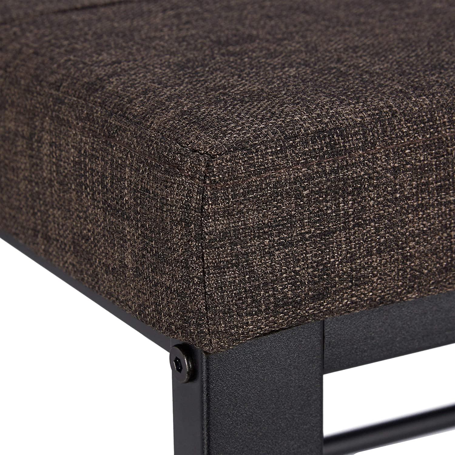 Panca panca porta scarpe cuscino scarpiera imbottita in tessuto 2 livelli marrone metallo 13_0000366_3