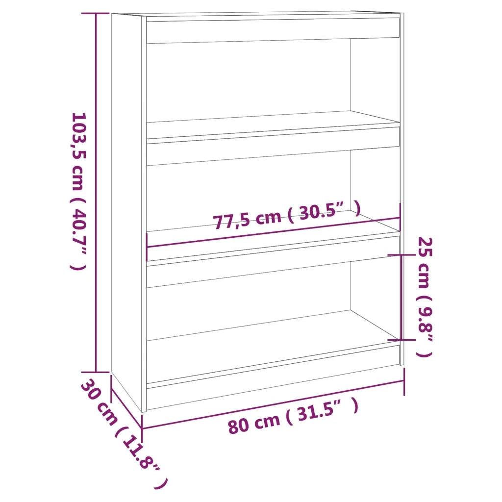 Libreria/Divisorio Bianco 80x30x103,5 cm in Massello di Pino 808189