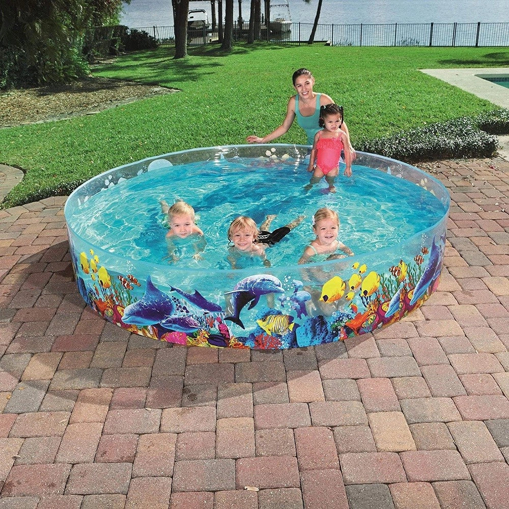 Trade Shop - Piscinetta Piscina Rigida Pvc Per Bambini 3 Anni+ Fantasia Marina 244x46cm 55031 -