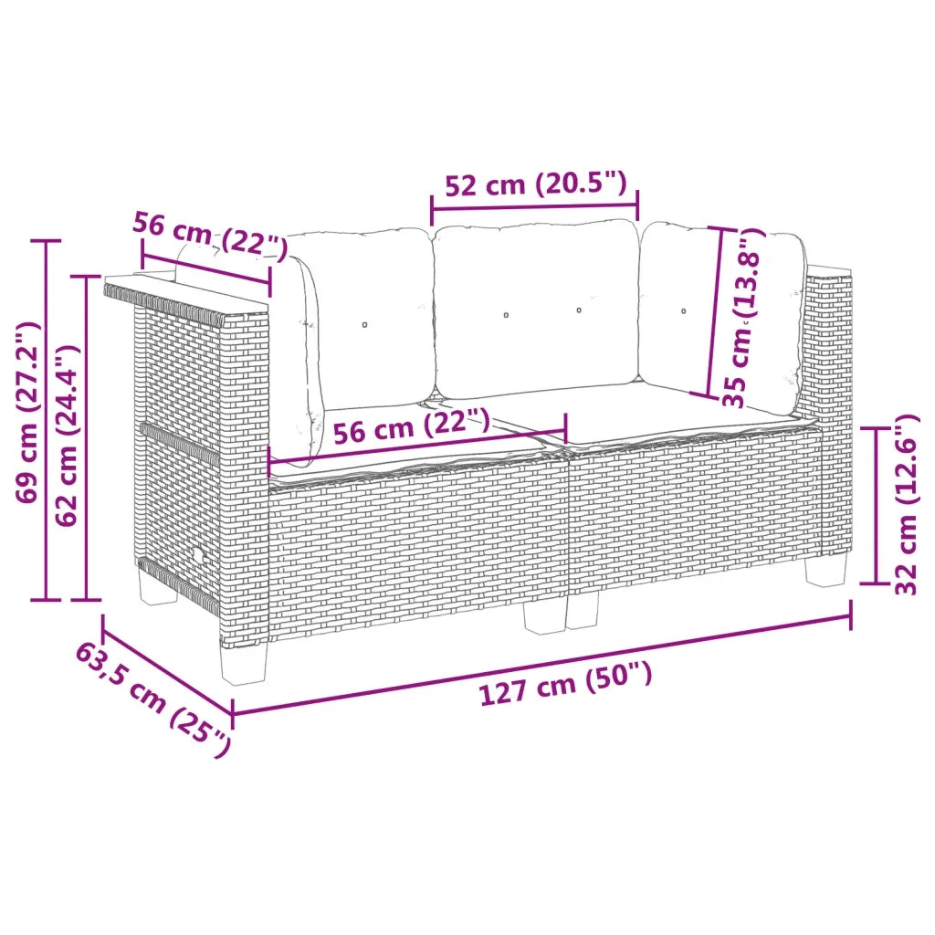Divani Angolari da Giardino con Cuscini 2pz Polyrattan Beige