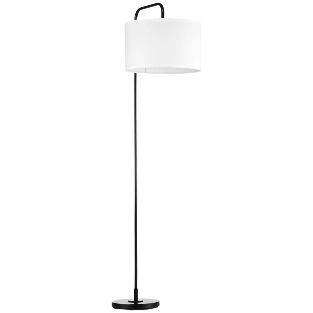 Lampada da terra con paralume in tessuto e interruttore a pedale ¨C zephmum ¨C Acciaio, Bianco