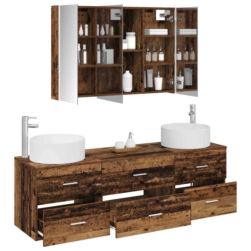 Set di mobili per il bagno 4 pcs Legno antico 3407069