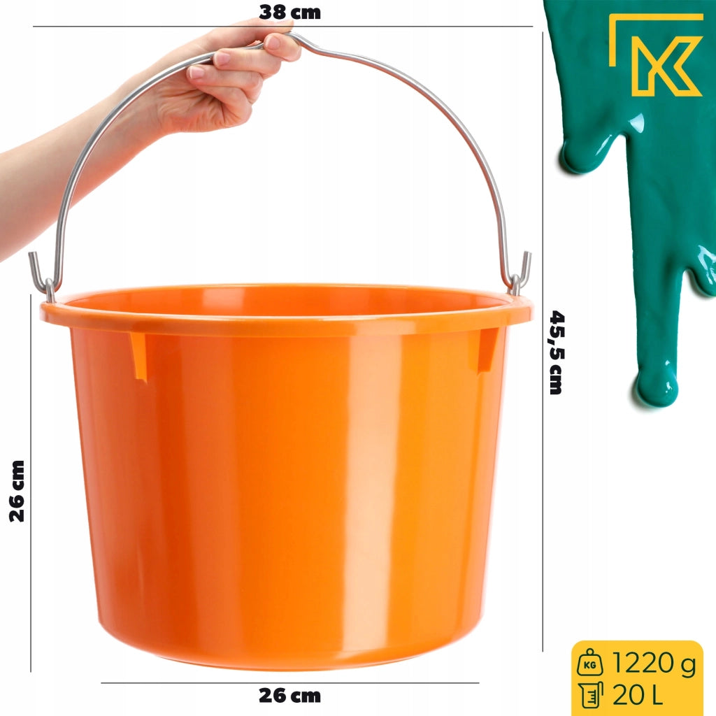 Secchio da costruzione KADAX 20L, malta resistente in plastica per uso domestico e giardinaggio (2 pezzi).