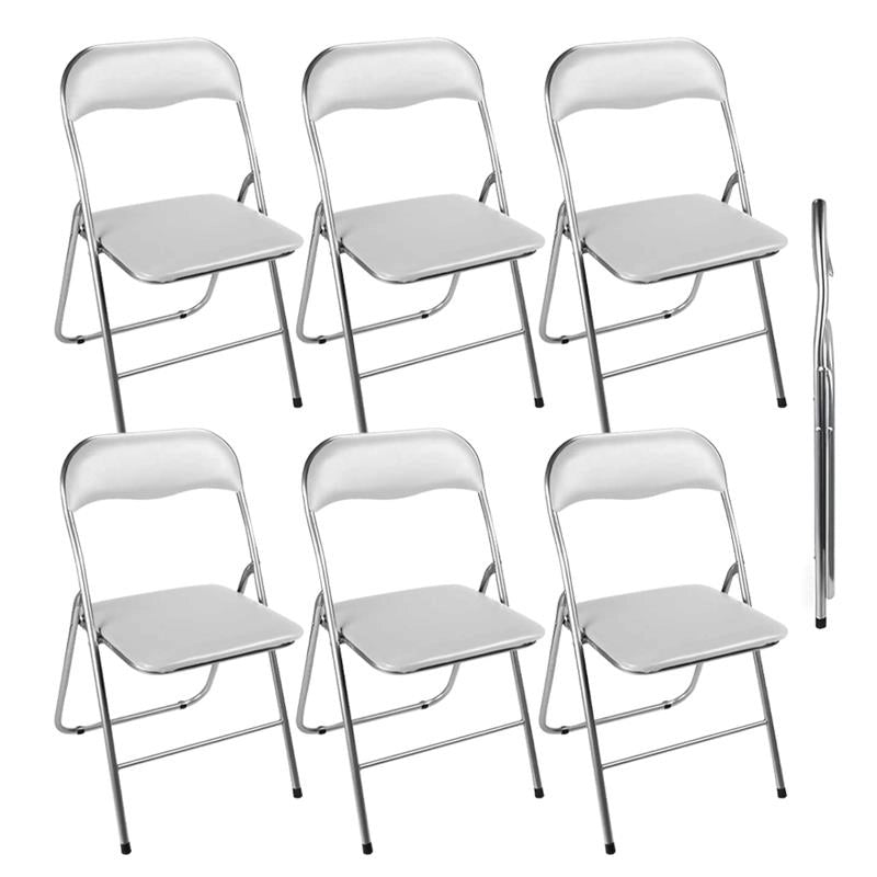 SET 6 SEDIE PIEGHEVOLI IMBOTTITE BIANCHE, 44X45X78H CM, SEDUTA COMODA, PORTATILE, STRUTTURA IN METALLO, SLIM, SALVASPAZIO, RESISTENTE