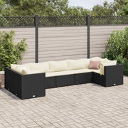 Set Salotto da Giardino con Cuscini 7pz Nero Polyrattan 3308256