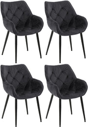 Set di 4 poltroncine Tanna in velluto nero