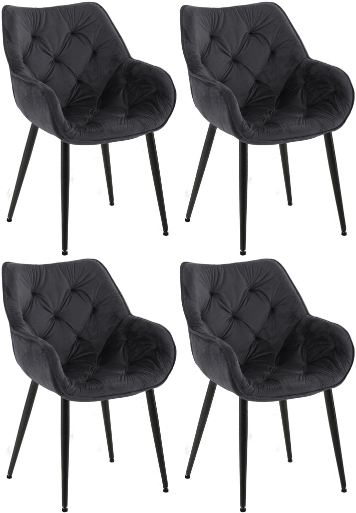 Set di 4 poltroncine Tanna in velluto nero