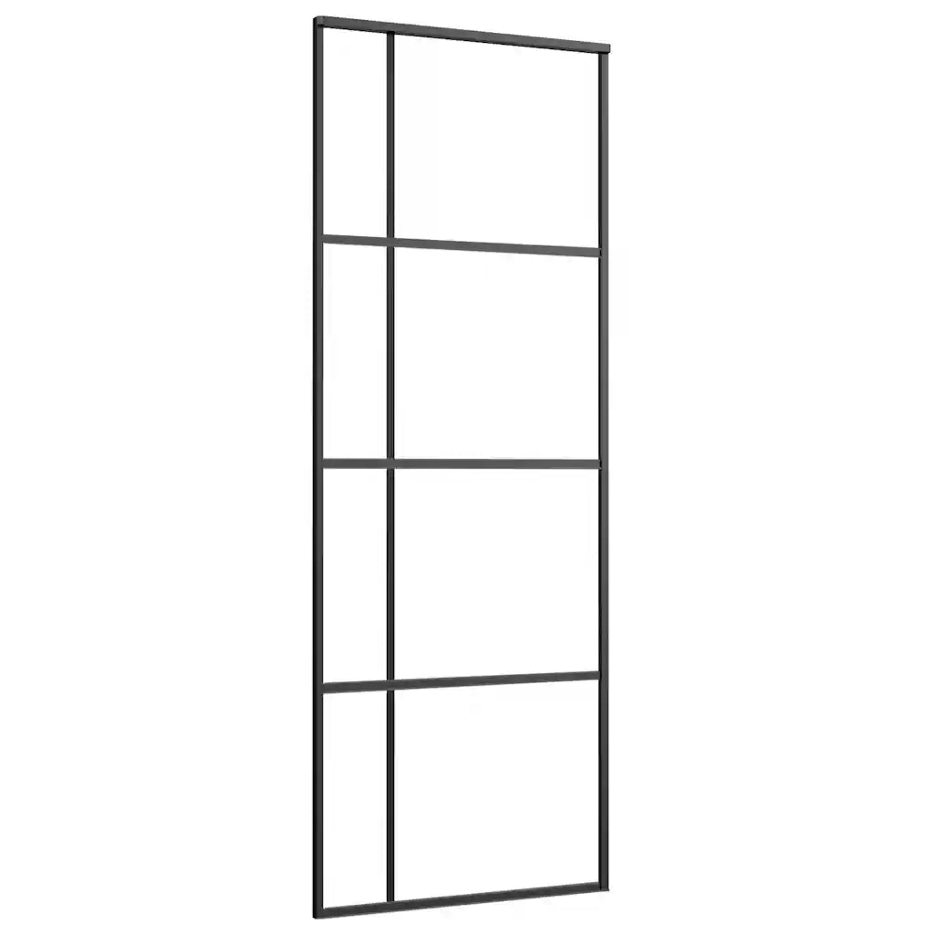 Porta Scorrevole con Ferramenta Nera 76x205 cm in Vetro ESG