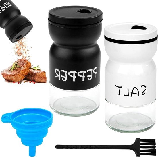 Set di strozzapreti in vetro premium vintage per la cucina con contenitore di sale e macinacaffè.