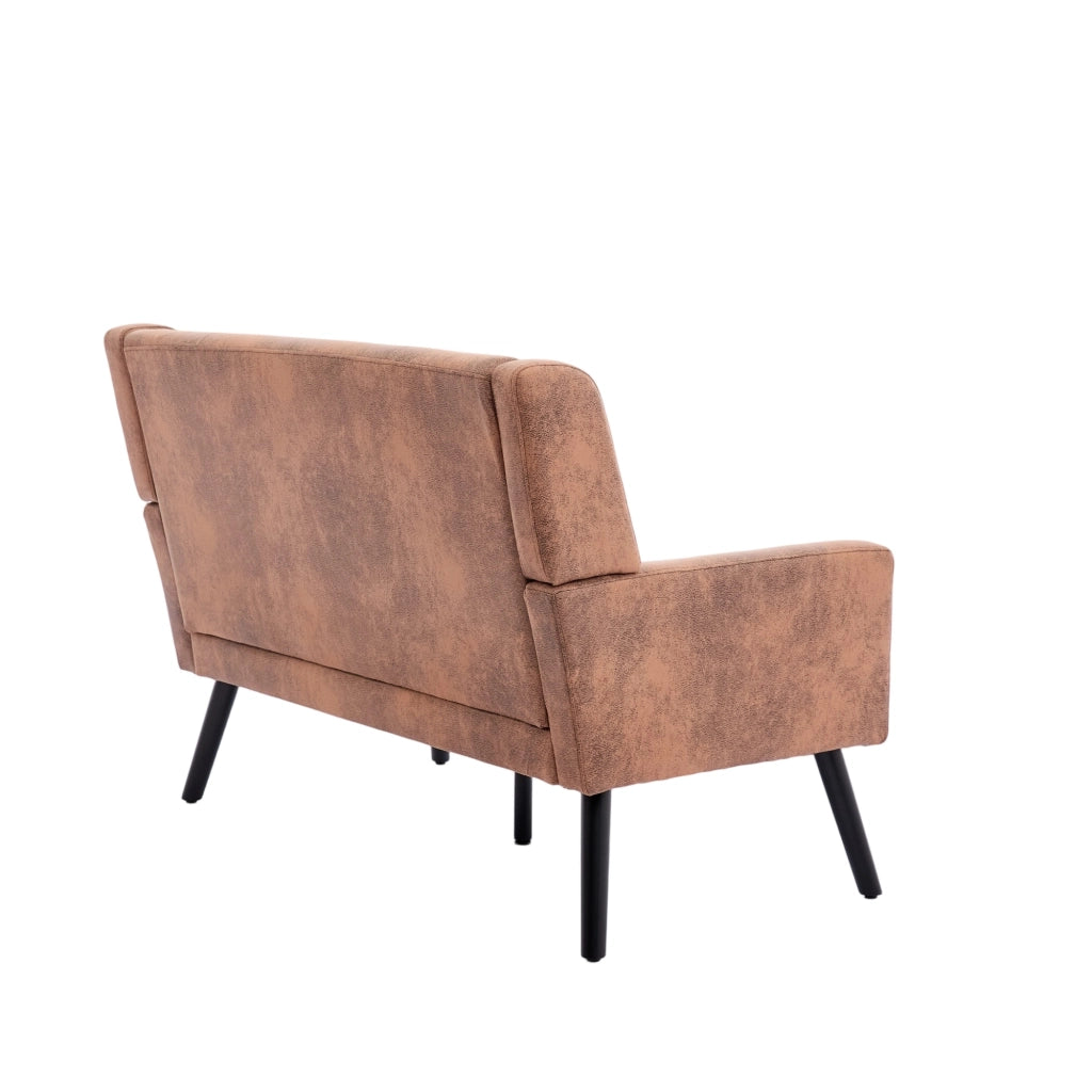 Panca Imbottita 2 Posti ¨C MINIMAL ¨C Lino, Gambe in Legno Massello, Beige