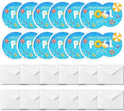 Inviti di compleanno a tema piscina - 12 pezzi - colore vivace - per bambini - inclusi buste - ideali per feste estive