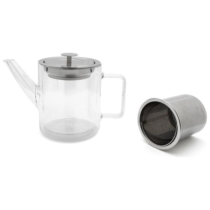 Bredemeijer 165024 Duo San Remo Teiera in Vetro Borosilicato a Doppia Parete 1 L con Filtro in Acciaio Inox colore Trasparente