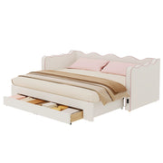 Letto estraibile 90 × 200 cm con 2 cassetti, USB e Type-C, senza materasso, bouclé beige