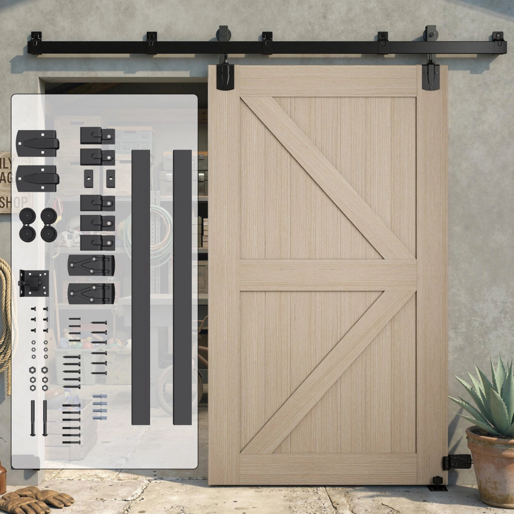 Set Ferramenta Porta Scorrevole 244 cm Nero ¨C zephmum ¨C per Ante Singole