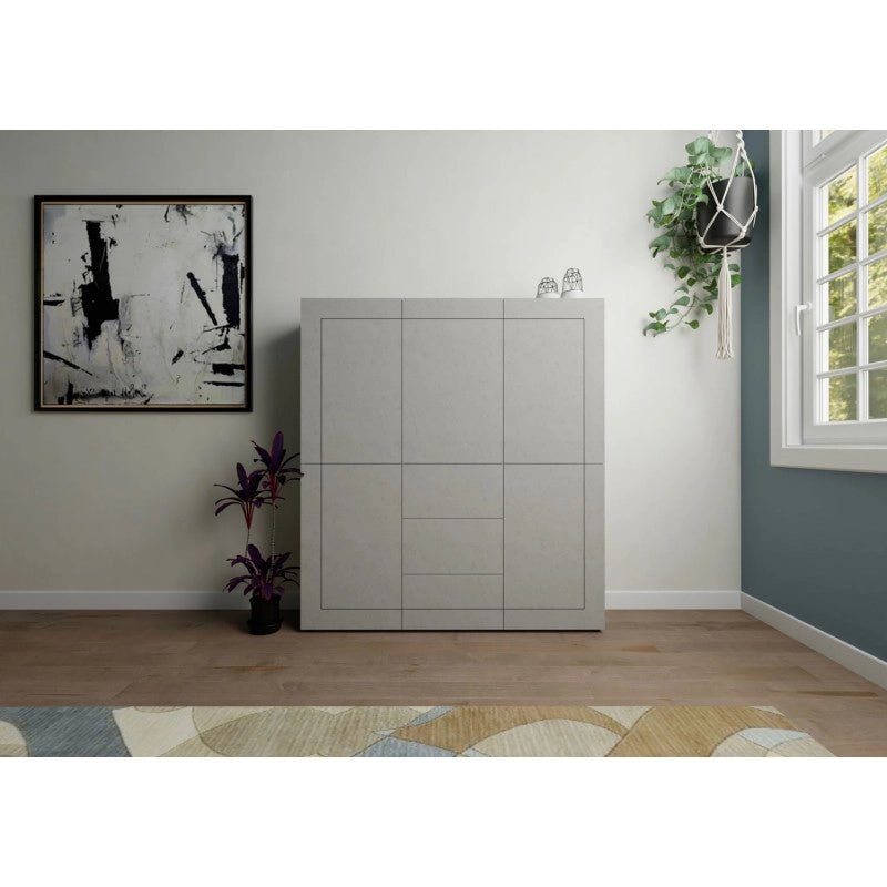 Credenza alta moderna 5 ante/3 cassetti 150x35x165 cm Elios - Cashmere