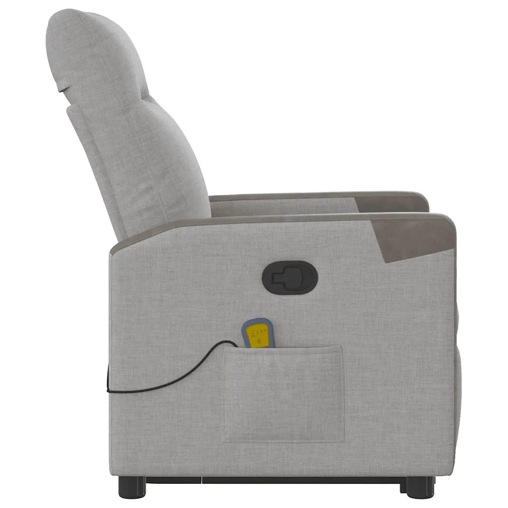 vidaXL Poltrona Alzapersona Massaggi Reclinabile Grigio Nuvola Tessuto