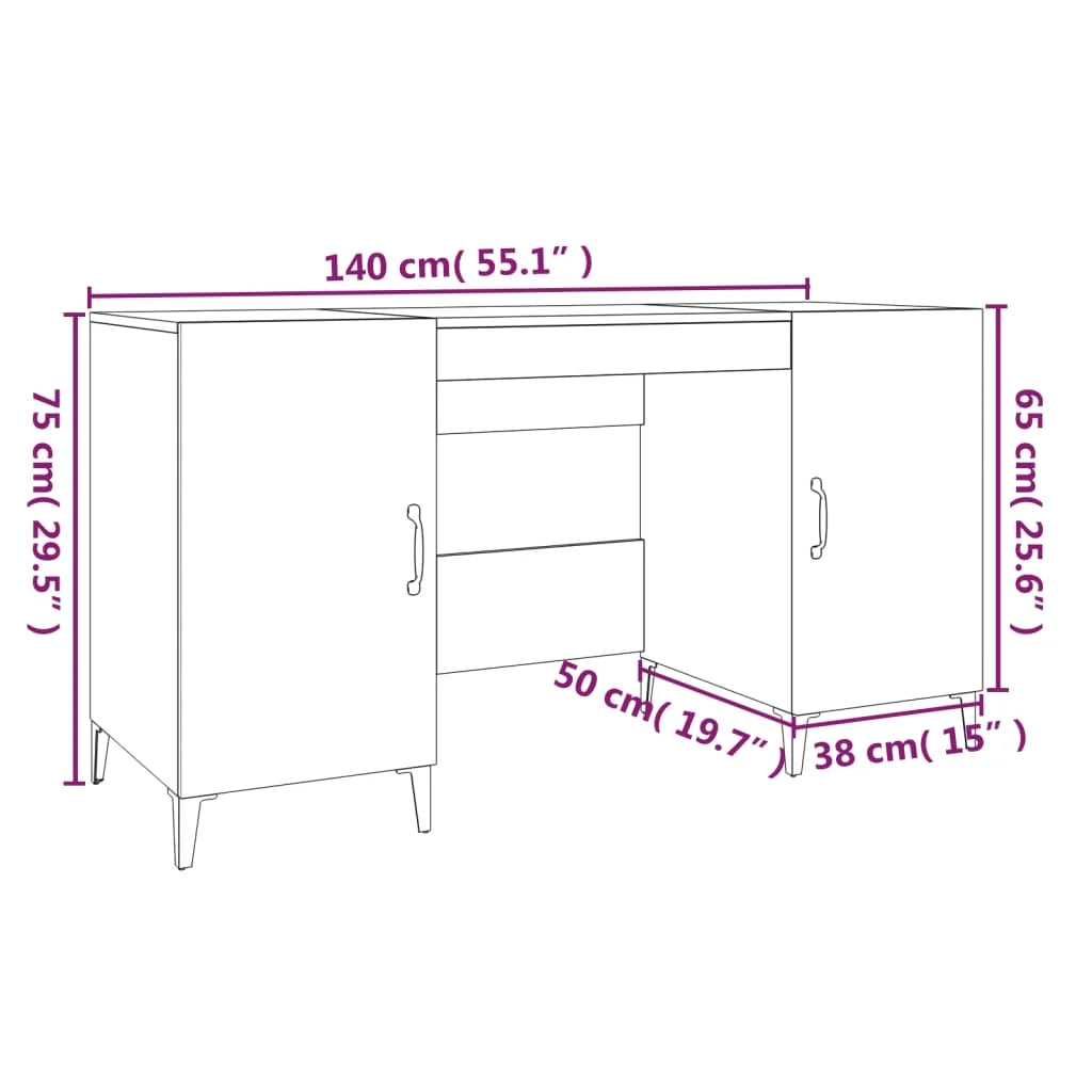 Scrivania tavolo postazione di lavoro mobile per computer studio finitura lucida 140 x 50 x 75 cm legno ingegnerizzato bianco 02_0023541