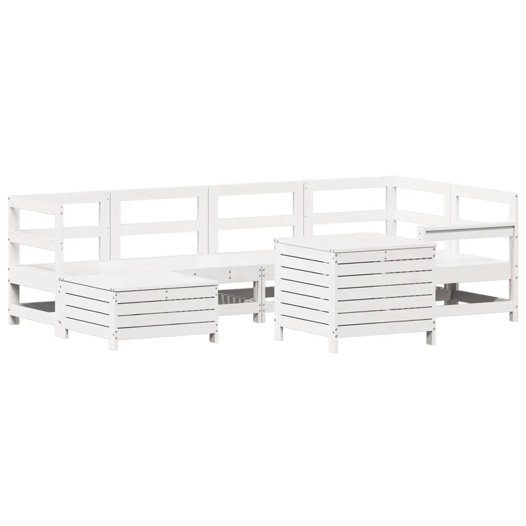 Set Divani da Giardino 7 pz Bianco in Legno Massello di Pino 3250973