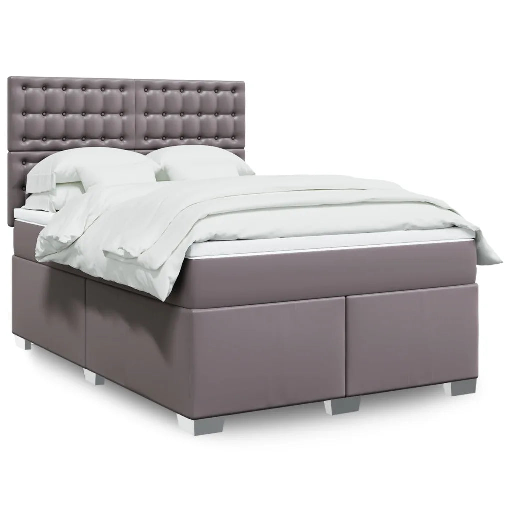 Giroletto a Molle con Materasso Grigio 140x200 cm in Similpelle