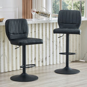 Sgabello da Bar Regolabile ¨C MINIMAL ¨C Ecopelle Nero, Girevole 360¡ã, con Schienale