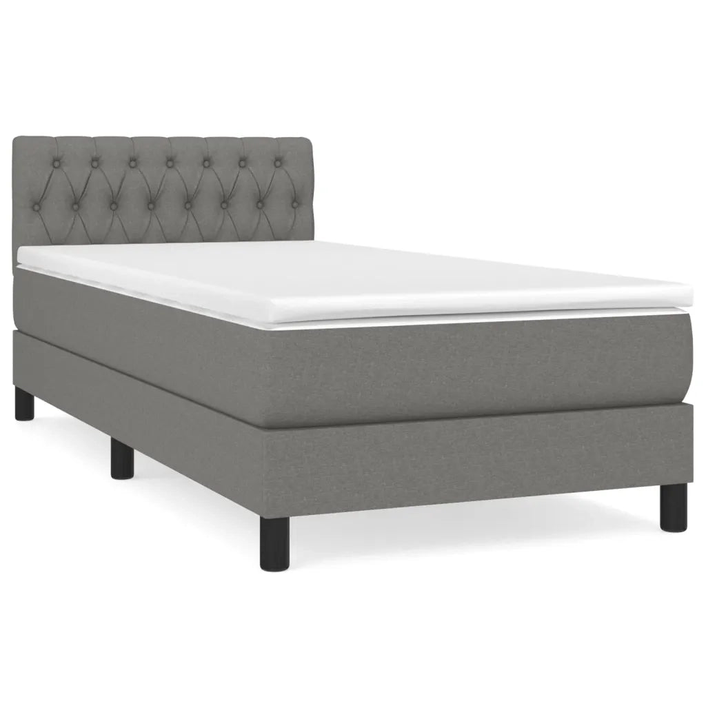 Giroletto a Molle con Materasso-Struttura Letto Grigio Scuro 100x200 cm Tessuto 623491