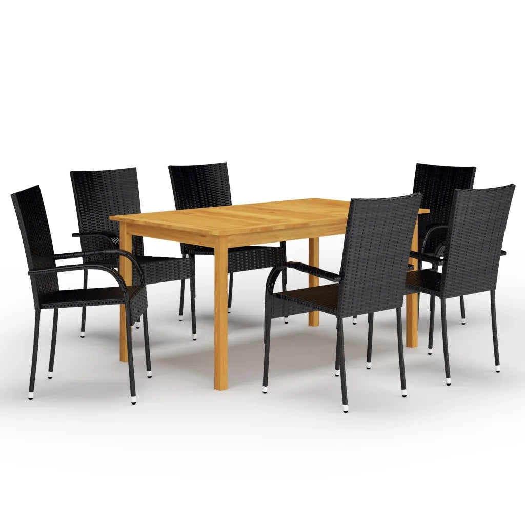 Set Mobili da Pranzo per Giardino 7 pz Nero cod mxl 44808