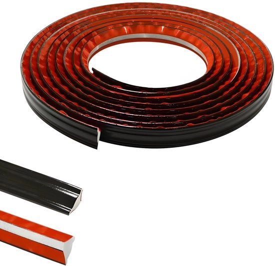 Pannello di Finitura PVC per Angolo, Trim per Parete, Plint e Plafondo, in PVC Flexibile, Nero, 5 Metri, 19mm*10mm