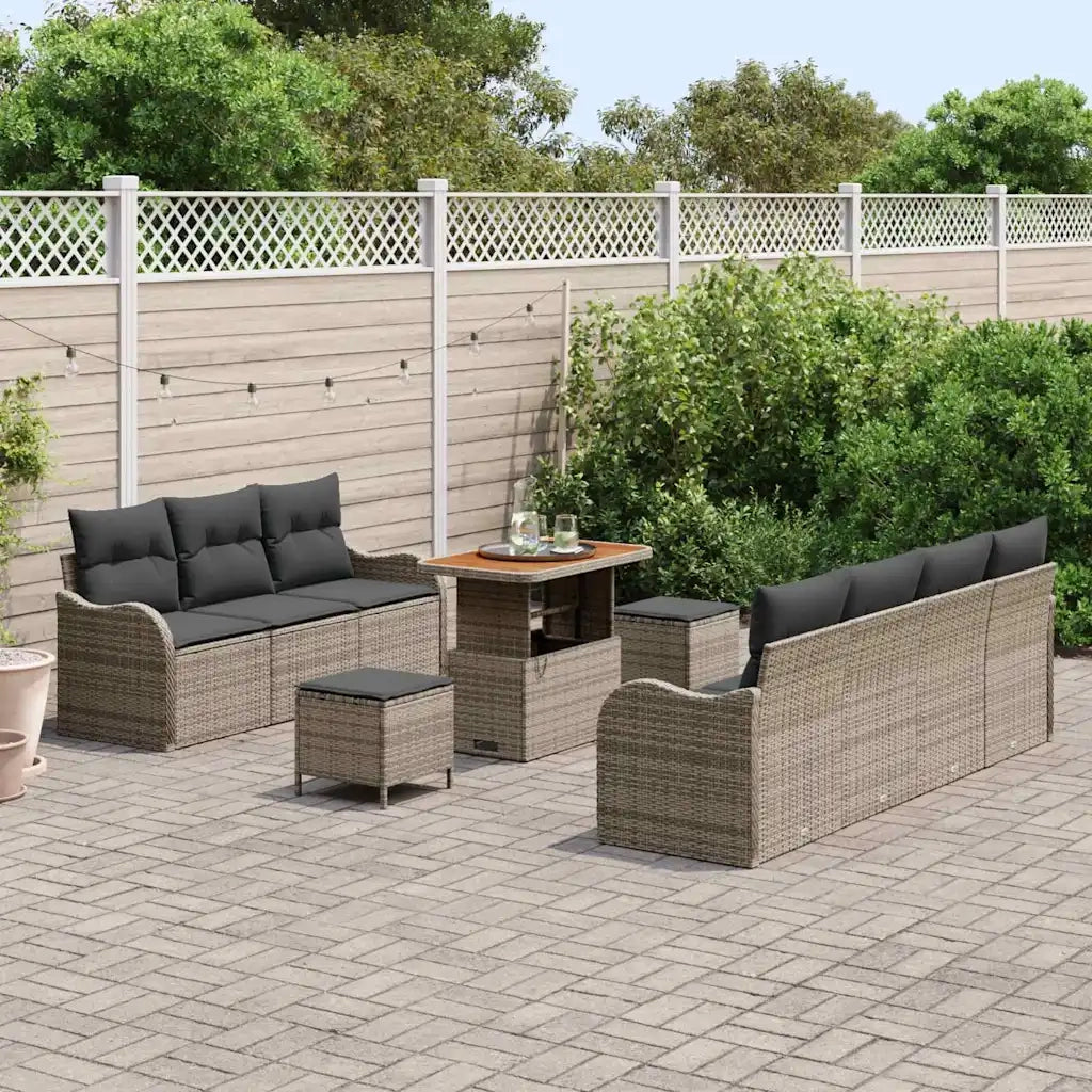 Set Divano da Giardino con cuscino 10 pcs Grigio polyrattan 3362233