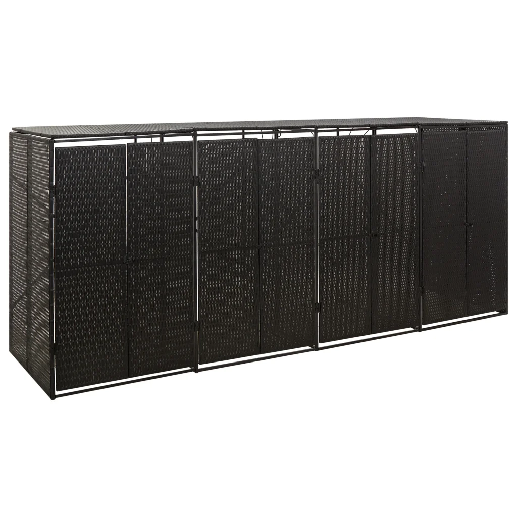 Copribidone Quadruplo Nero 274x80x117 cm in Polyrattan cod mxl 47959
