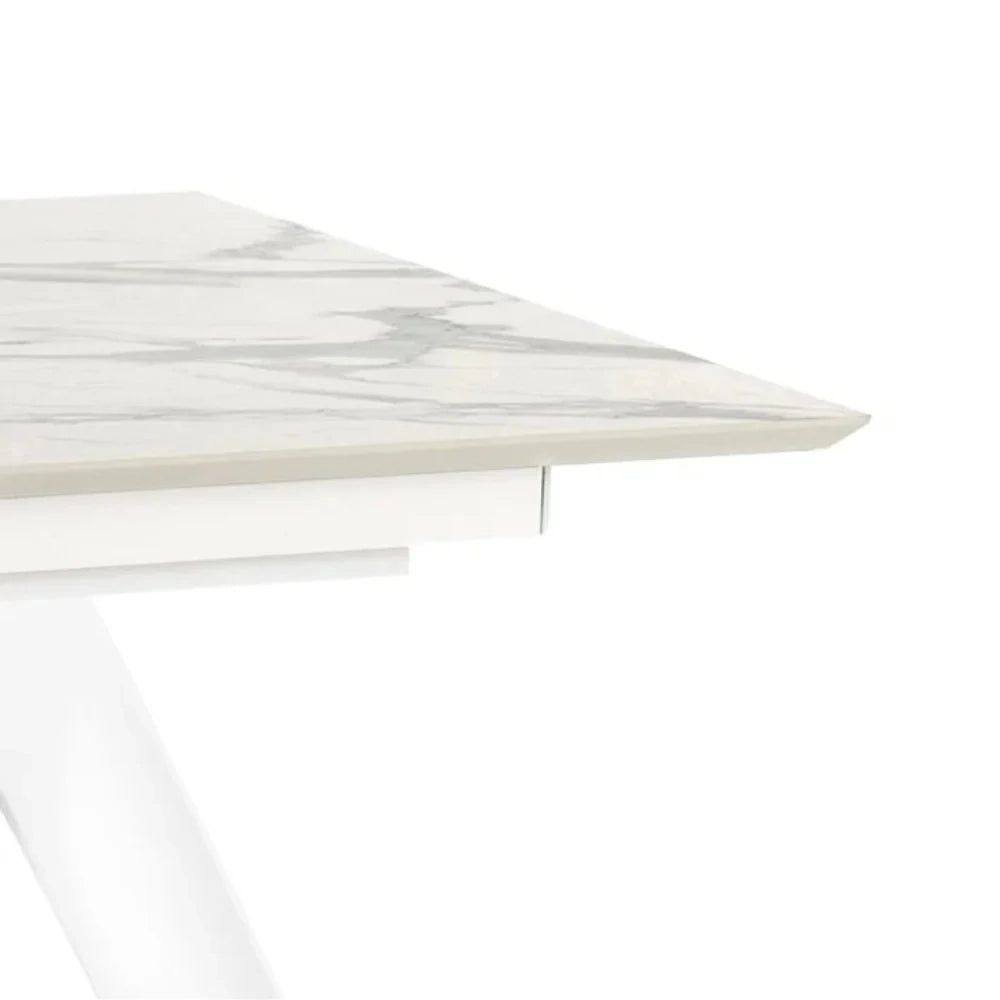Tavolo da pranzo allungabile in HPL effetto marmo bianco Grayson 170-270x90 cm fino a 12 posti Made in Italy | Duzzle