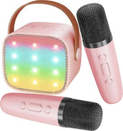 Sistema di Karaoke con 2 Microfoni Bluetooth per Bambini e Adulti - Karaoke Player Ricaricabile Giocattolo Elettronico per Bambini (Rosso)