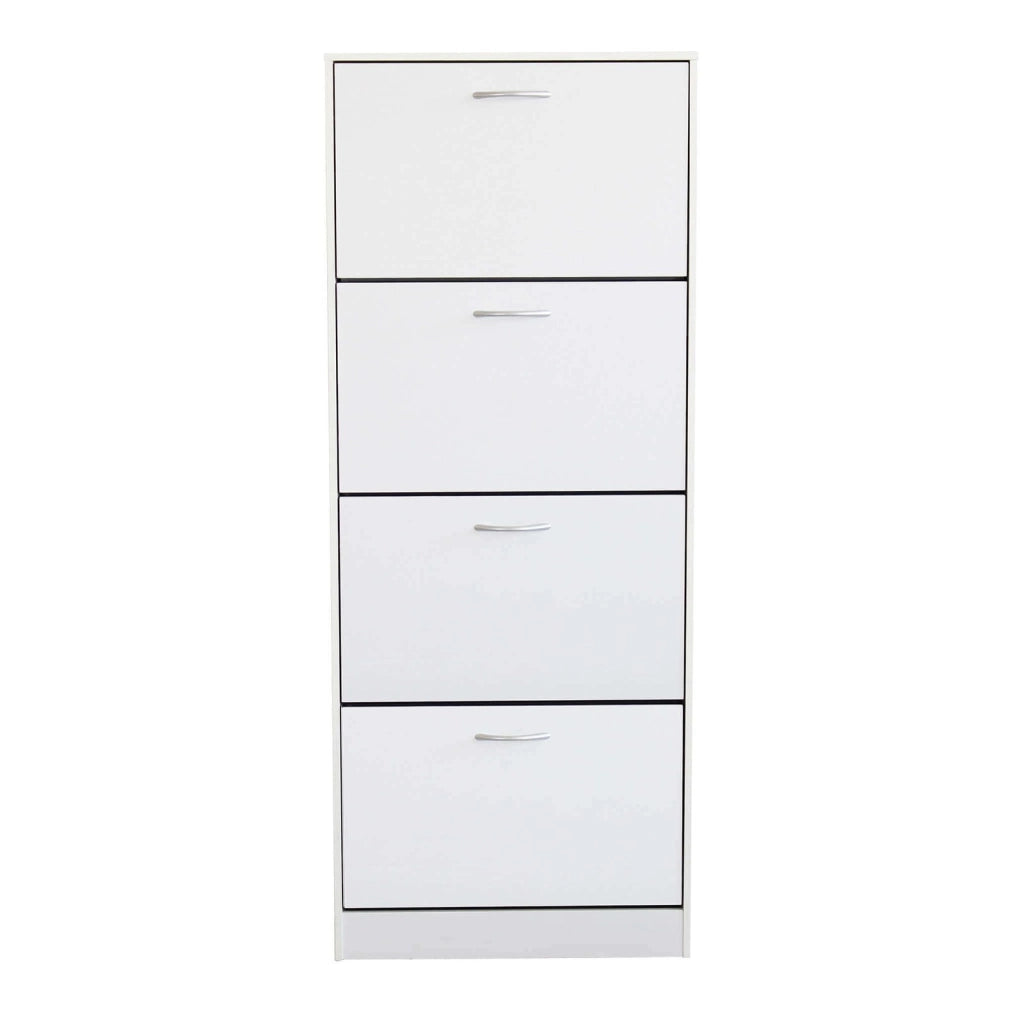 Scarpiera Salvaspazio 4 Ante a Ribalta 60x24x150h cm Legno Bianco Frassino - Mobile Ingresso LOLA